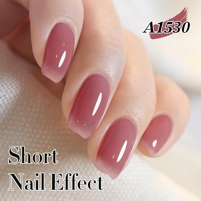 Double Rhythm 0.50 OZ Translucent Gel Polish Same Color Same Bottle Sheer Pastel Neutral Natural Milky 15 ML Jelly UV Nail Art DIY at Home (Light Plum-A1530)-BrightBean Baby