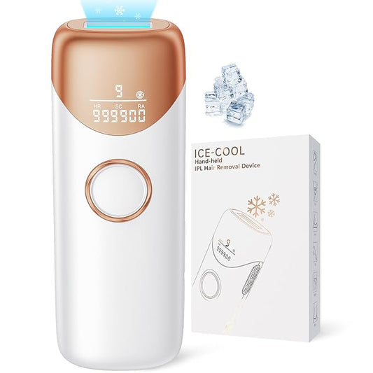 Painless IPL Laser Hair Removal Device with 5℃ Ice Cooling, 3-in-1 Permanent Hair Remover for Women & Men, At-Home Electrolysis Epilator for Face & Body Depilation (Gold)-BrightBean Baby