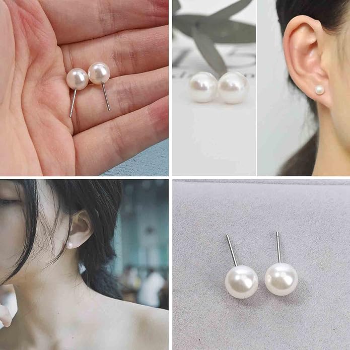 Boho Pearl Studs Earrings Tiny Pearl Earrings Minimalist Earrings Pearl Simple Studs Jewelry for Women Bridesmaid Gifts-BrightBean Baby