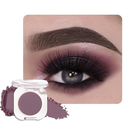 Dark Plum Taupe Single Matte Eyeshadow Makeup, Neutral Powde Eye Shadow for Older Women, Dark Violet Matte Singles Eyeshadow Palette Pigmented Waterproof, Girls Monochrome Vegan Eyeshadows Gift-BrightBean Baby