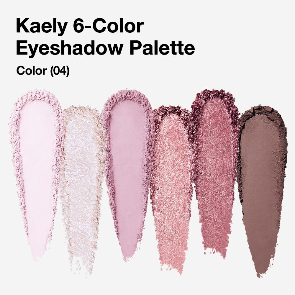Kaely 6 Colors Mini Rose Pink Eye Shadow Palette Makeup, Mauve Plum Matte Shimmer Eyeshadow Palette for Older Women Highly Pigmented Waterproof, paleta de sombras de ojos, Vegan & Cruelty-free, 04-BrightBean Baby