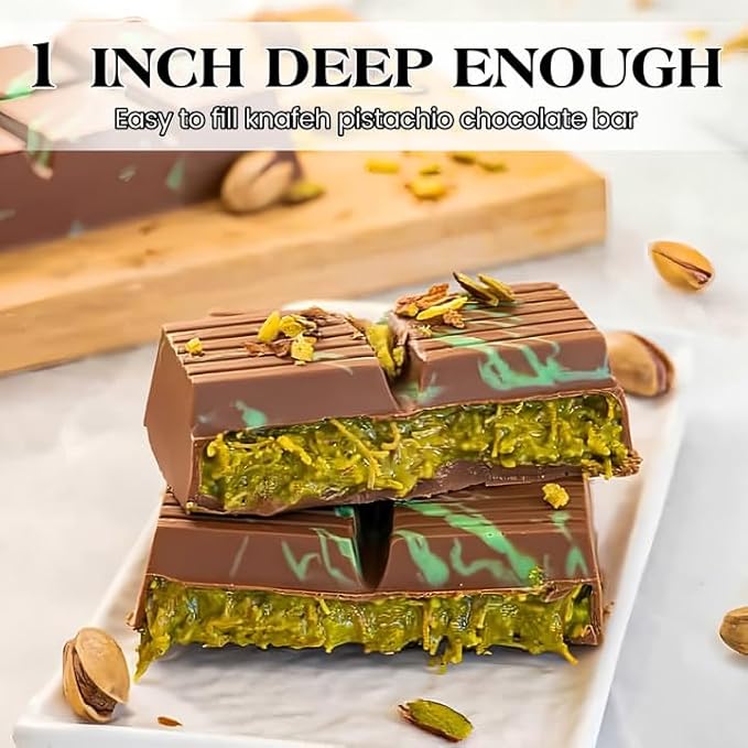 1 Inch Chocolate Bar Mold Deep Dubai Stuffed Chocolate Molds Silicone Large Break Apart Silicone Molds (Mix,2 Pcs）