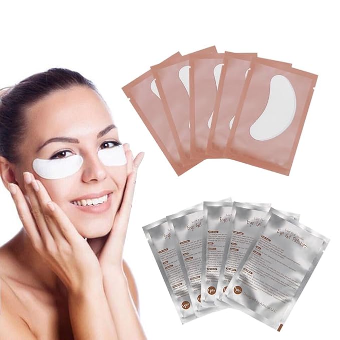 Adecco LLC 50 Pairs Eye Gel Pads, Eyelash Extension Under Eye Pads, Lint Free Lash Extension Under Eye Gel Patches for DIY False Eyelash Extension Makeup Supplies, Eye Mask Beauty Tool-BrightBean Baby