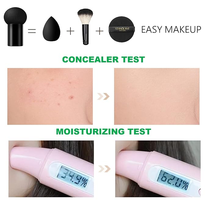 Mushroom Head Air Cushion CC Cream Foundation,QIUFSSE Mushroom Head Foundation BB Cream Makeup Foundation Concealer Brighten Long-lasting Oil Control and Moisturizing-Natural-BrightBean Baby