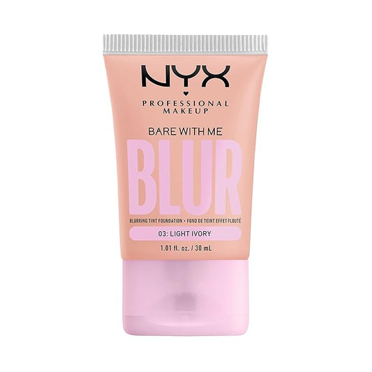 NYX PROFESSIONAL MAKEUP Bare With Me Blur Skin Tint Foundation Make Up with Matcha, Glycerin & Niacinamide - Light Ivory-BrightBean Baby