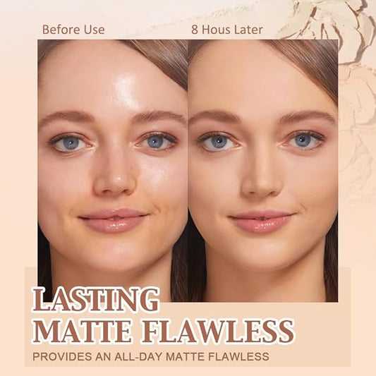 Oil Control Matte Perfection Face Pressed Powder,Matte Smooth Flawless Setting Powder Makeup,Polvo Compacto De Maquillaje,Waterproof Long Lasting, Cruelty Free, 0.35Oz(245 Radiant Honey, 1)-BrightBean Baby