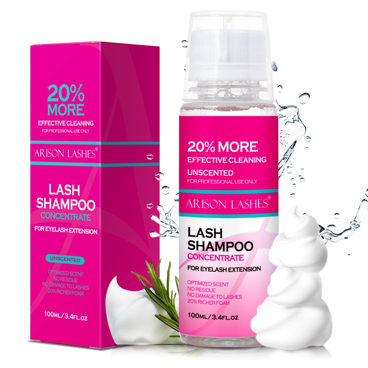 ARISON LASHES Lash Shampoo Concentrate for Lash Extensions 100ML Eyelash Cleanser Concentrate Oil-Free Eyelash Extension Shampoo with Salon Home Care(Unscente)-BrightBean Baby