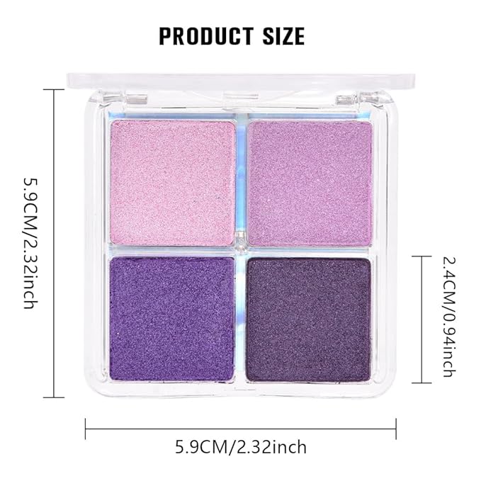 4 Colors Dark Purple Pink Eye Shadow Powder Palette Makeup, Neutral Matte Shimmer Cream Quads Eyeshadow Palette for Women Highly Pigmented Waterproof, paleta de sombras de ojos, Vegan, 05-BrightBean Baby