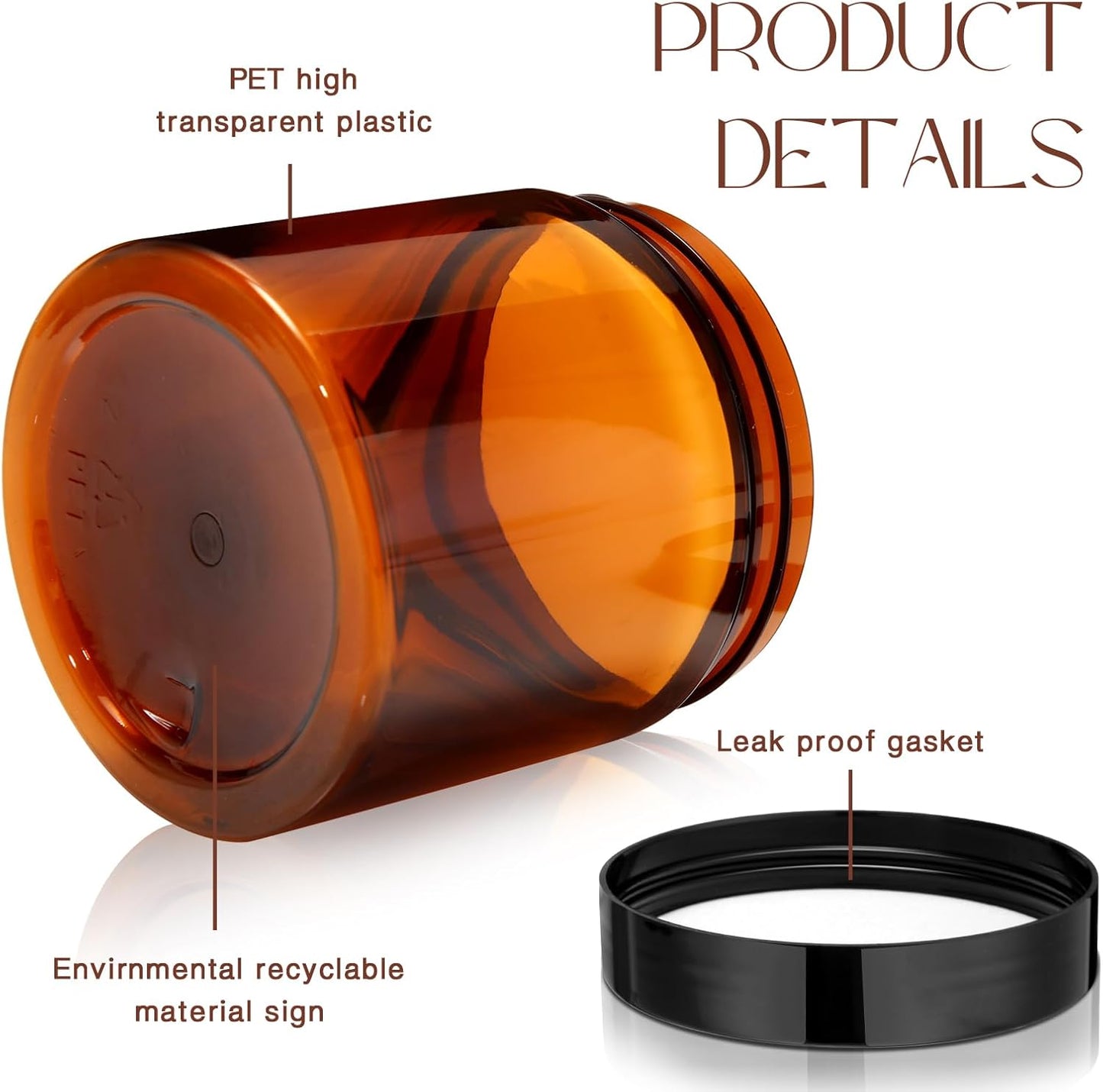 SATINIOR 100 Pcs Plastic Jars with Lids Small Containers Lids Wide Mouth Small Plastic Containers for Lotion Cream Rhinestones Body Butters Travel Storage(8 oz, Amber)-BrightBean Baby