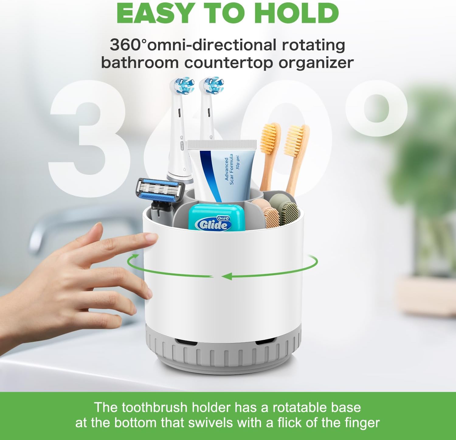 Toothbrush Holders for Bathrooms - White Rotating Kids Electric Toothbrush and Toothpaste Holder, Detachable 6 Slots Tooth Brush Organizer Bathroom Countertop Storage-BrightBean Baby
