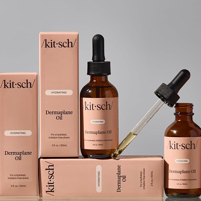 Kitsch Hydrating Dermaplane Oil, Face Shaving Oil for Women - use with Dermaplaning Tool, Razor, Shaver or Microblades for Face for Close Shave, with jojoba, vitamin E, grapeseed & argan oil - 2oz