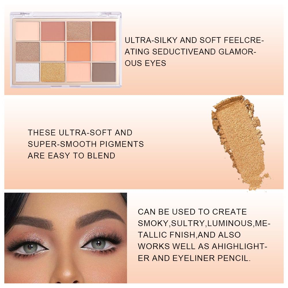 Nude Brown Maroon Bronze Eyeshadow Palette,Natural Neutral Soft Small Cream Eyeshadow Palette,Eye Shadow Palette Long Lasting Naturing-Looking Make Up Pallets for Women,Vegan-BrightBean Baby