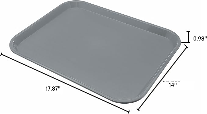 Carlisle FoodService Products Cafe Plastic Fast Food Tray, 14" x 18", Gray, (Pack of 12)