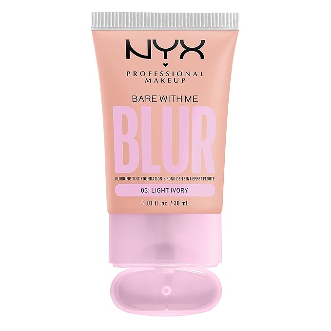 NYX PROFESSIONAL MAKEUP Bare With Me Blur Skin Tint Foundation Make Up with Matcha, Glycerin & Niacinamide - Light Ivory-BrightBean Baby