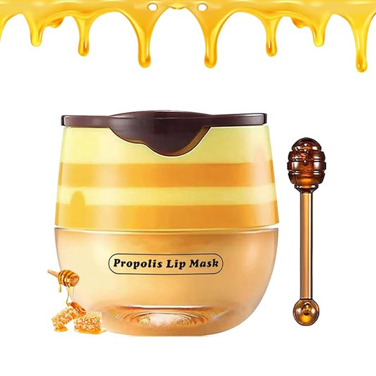 1 PCS Bee Lip Balm Honey Pot, Exfoliating Honey Bee Lip Balm Sleeping Lip Mask Overnight with Sticks, Honey Pot Lip Balm Prevention Dry Hydrating and Crack Lip Scrubs-BrightBean Baby