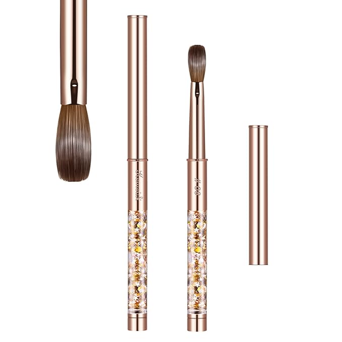 Acrylic Nail Brush Size 8,KEMEISI 100% Pure Kolinsky Nail Art Brushes Sturdy Handle Oval Shaped Acrylic Powder Nail Design Tools for Professional Manicure DIY Home Salon (Gold)-BrightBean Baby