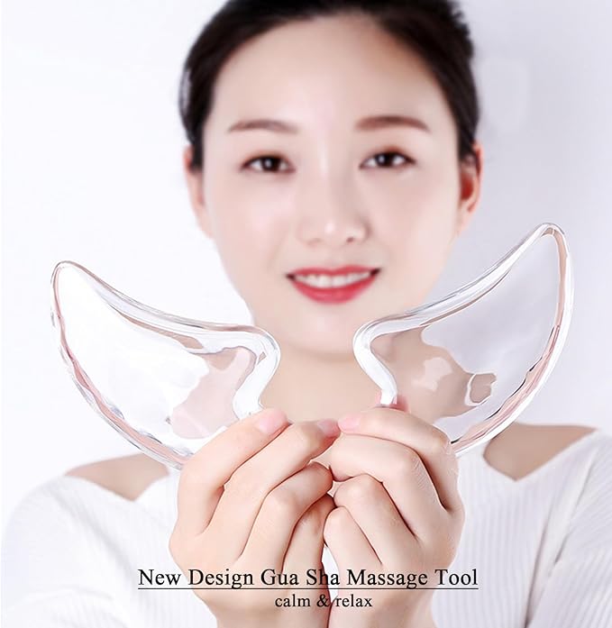 Transparent Gua Sha Facial Tools Natural Resin Face Massage Tool, Body Gua Sha Lymphatic Drainage Massager Fascia Blaster for Cellulite Remove Skin Care, Relieve Muscle Tension and Jawline Sculpting-BrightBean Baby