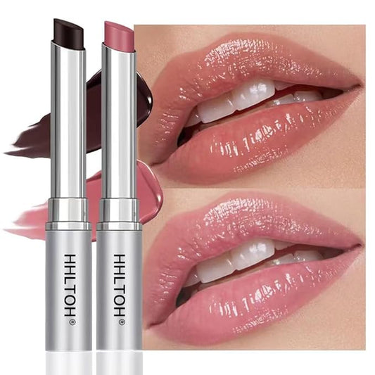 2PCS Honey Tinted Lips Balm Lipstick - Sheer Hydrating Lipstick for All Skin Tones - Moisturizing Lip Balm, Nourishing Lip Balm – Bálsamo Labial Hidratante con Color,Natural Cherry Black & Pink-BrightBean Baby
