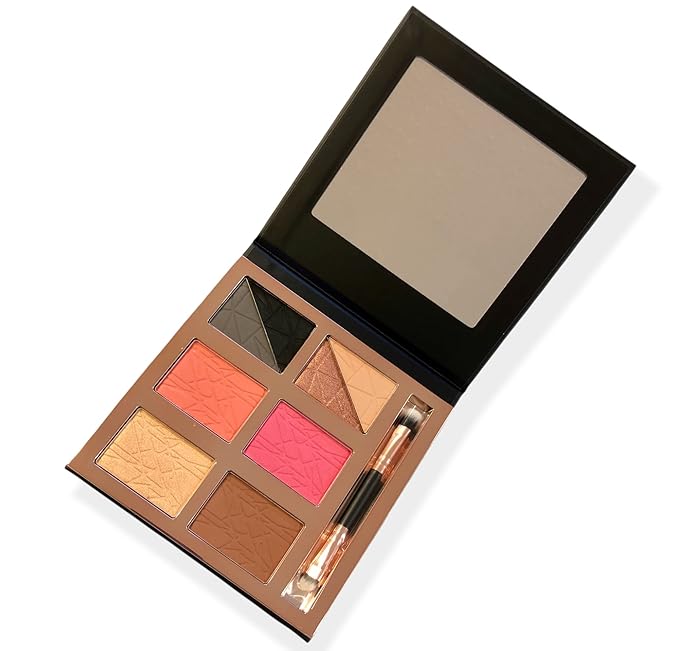 Luxe Light & Loaded Multi-Use Palette | 4-in-1, Eyeshadow, Blush, Contour, Highlight | Mix colors for Custom Blends | Includes Mirror and Dual Brush-BrightBean Baby