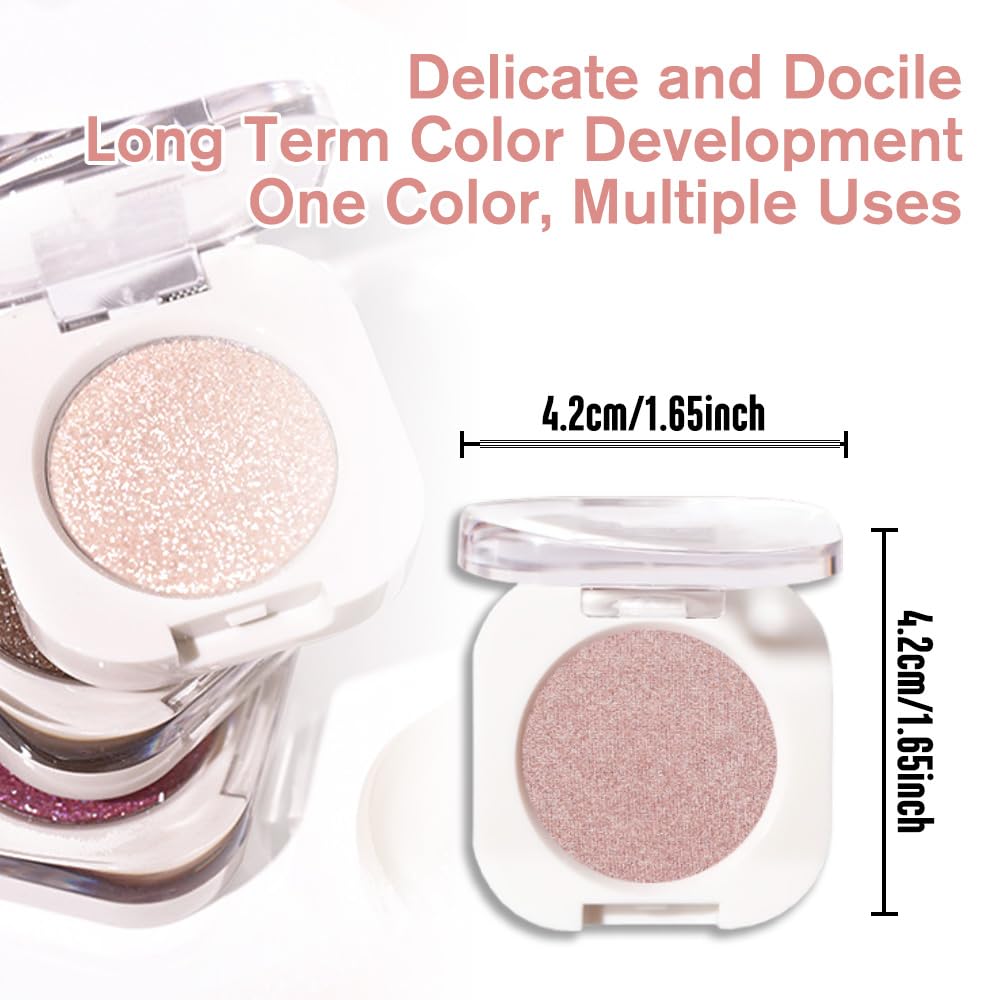 Single Glitter Shimmer Sparkle Eye shadow Palette Makeup, Champagne Shimmer Eyeshadow for Women, Pigmented Waterproof Sombras Para Ojos, Vegan, Talc, Paraben & Cruelty Free, 24-BrightBean Baby