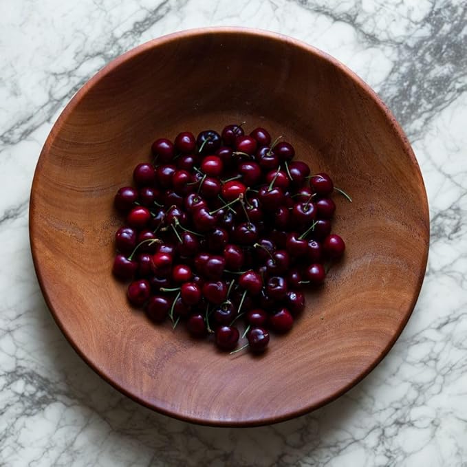 Dining & Entertaining, Wood Bowl, Serve Salad or Pasta, Countertop Fruit Bowl, Family Dinner, Party, Holidays, Thaksgiving, Handcarved, Rustic, Mahogany, Varies Beige to Brown, Oversized 20" Wide