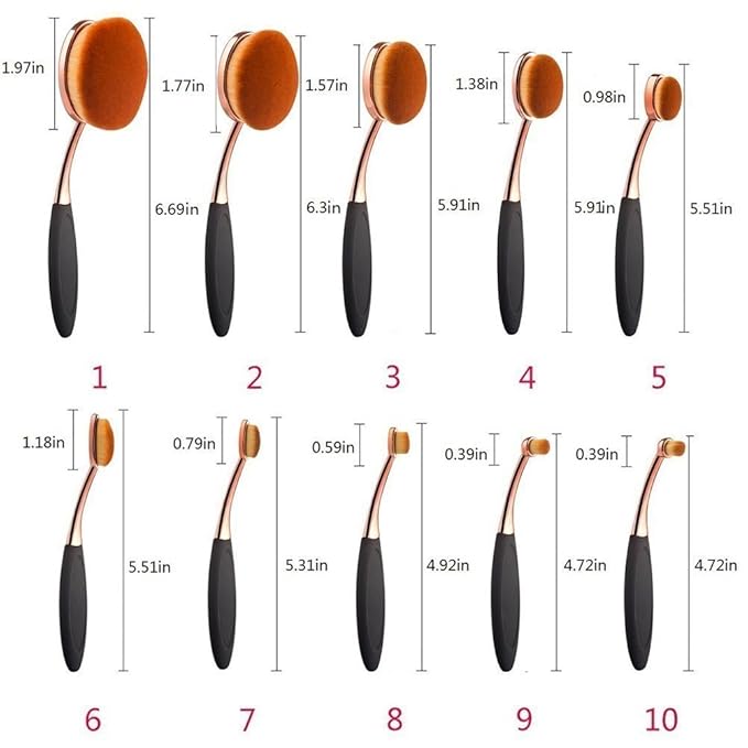 Yoseng Makeup Brushes Set 10Pcs Professional Oval Toothbrush Foundation Cream Contour Powder Blush Conceler Eyeliner Blending Brush New Fashionable Super Soft Cosmetic Brushes Tool with Box(Rose Gold)-BrightBean Baby