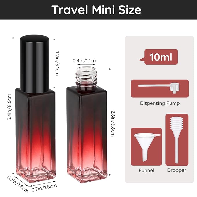 Segbeauty 0.34oz Perfume Atomizer for Travel, 5pcs Glass Refillable Perfume Spray Bottle, 10ml Mini Travel Size Cologne Sprayer Portable, Small Cologne Bottles with Clear Transfer Tool Set-BrightBean Baby