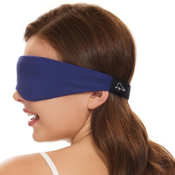 ALASKA BEAR Sleep Mask for Side Sleepers Patented Design, Cup-Shaped and Extra-Soft, 100 Blackout Eye Mask Shades Cover for Men and Women Home or Travel, Machine Washable, Colbot Blue-BrightBean Baby