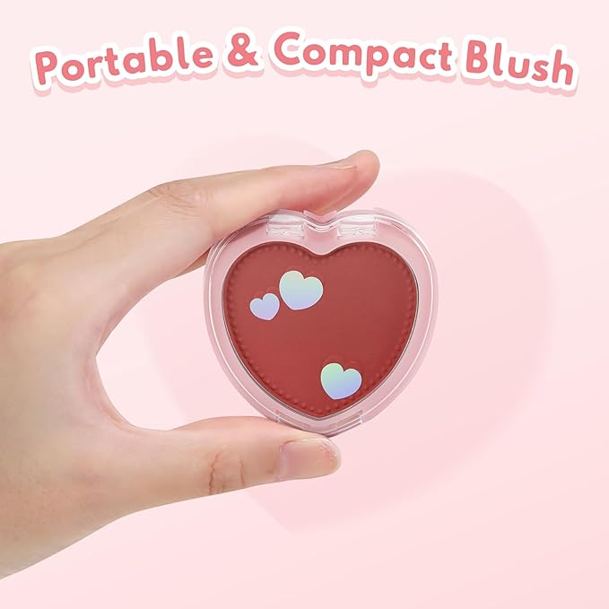 Boobeen Powder Blush Matte Pressed Blush Palette, Highly Pigmented Cream Pink Blusher for Cheeks, Blusher Compact Powder Makeup Lightweight Easily Blends, Single Color Rouge Powder-BrightBean Baby