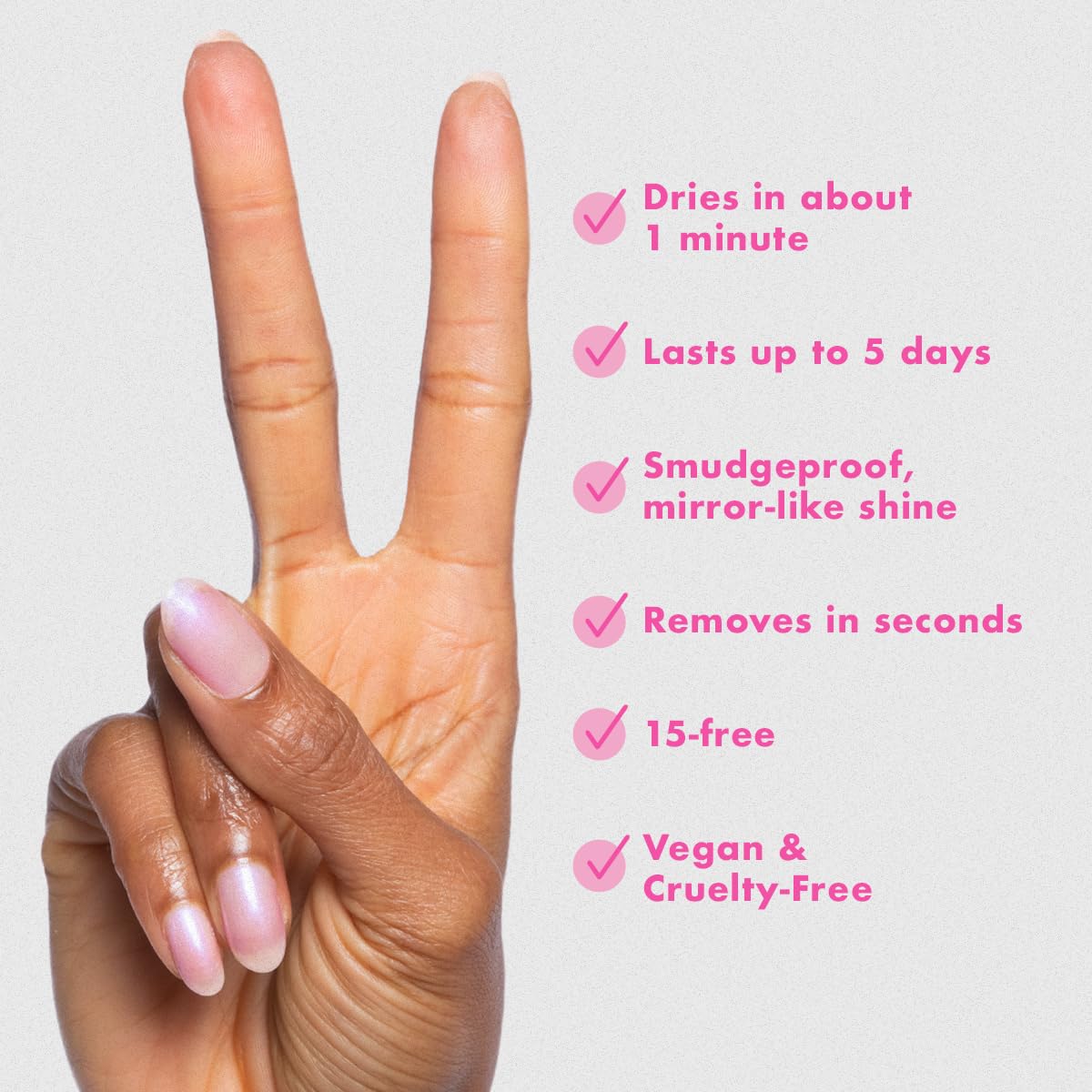 Olive & June Quick Dry Nail Polish | Instant Fast-Drying Smudgeproof Color | 15-free Vegan Cruelty-Free Formula | Lasts up to 5 Days |Salon-Quality Manicure Pedicure at Home |Baroque Pearly Iridescent-BrightBean Baby