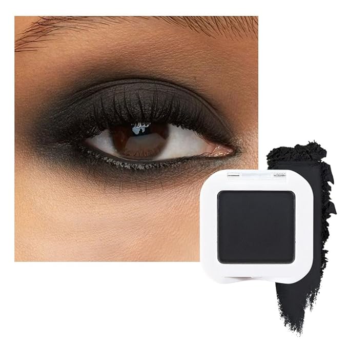 evpct Matte Black Single Eye Shadow Palette Makeup for Older Women, Black Cream Eye shadow Palette Single for Older Women Matte, High Pigment Waterproof Monochrome Mini Eyeshadow, sombra de ojos-BrightBean Baby