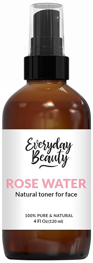 Rose Water Facial Toner - Alcohol-Free Vegan All Natural Refreshing Spray Mist for Face and Hair - Uplifts, Calming & Soothing for All Skin Types 4oz with Fine Mist Cap-BrightBean Baby
