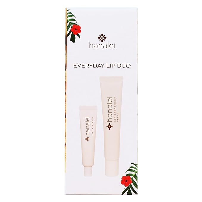 Hanalei Lip Treatment Duo – Hydrating Lip Balm & Repair for Dry, Chapped Lips with Kukui Oil, Shea Butter, Agave & Grapeseed Oil – Clear Lip Moisturizer & Conditioner, Full & Mini Travel-Size-BrightBean Baby