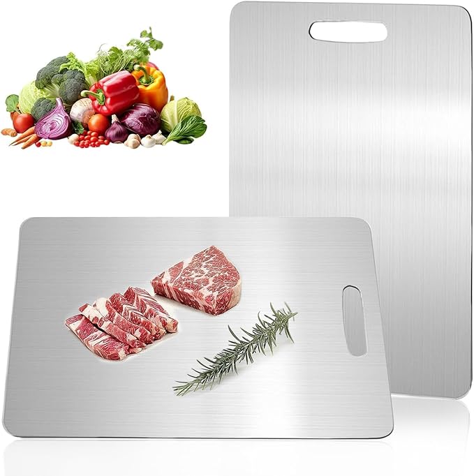 Katuchef Titanium Cutting Board,2026 New 100% Pure Titanium Cutting Boards for Kitchen,Non toxic Doubld-Side Durable Chopping Boards, Easy to Clean and Store(1PC-L:15.35 * 11.02)