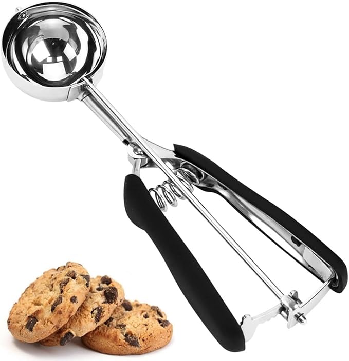 Cookie Scoop, Ice Cream Scoop, 3 Tbsp/ 45 ml/ 1.5 oz, 18/8 Stainless Steel Ice Cream Scooper with Trigger Release, Cupcake Scoop with Non-slip Grip