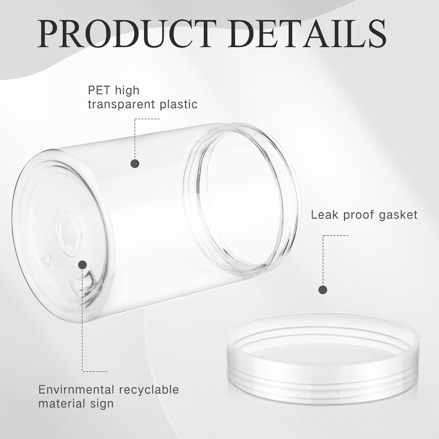 SATINIOR 100 Pcs Plastic Jars with Lids Small Containers Lids Wide Mouth Small Plastic Containers for Lotion Cream Rhinestones Body Butters Travel Storage(10 oz, Clear)-BrightBean Baby