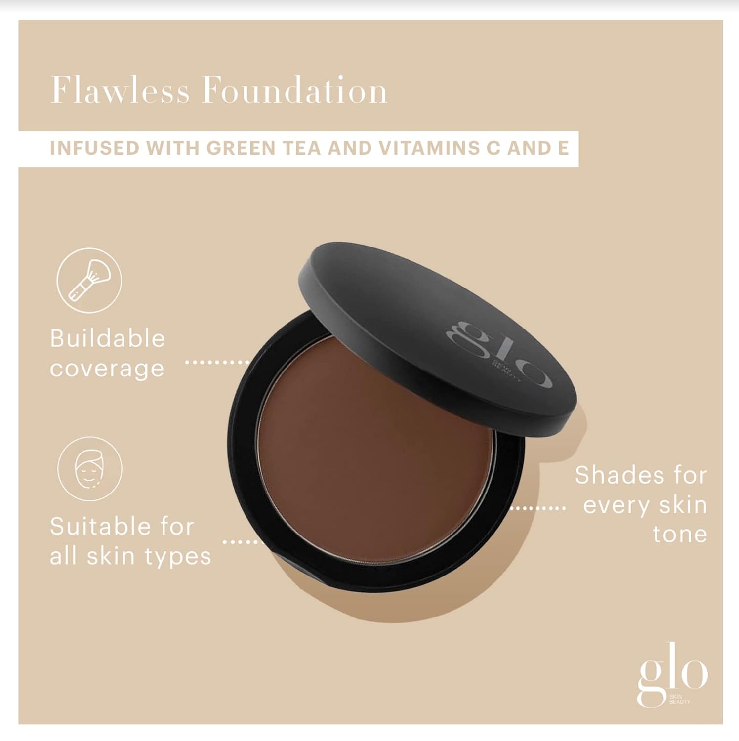 Glo Skin Beauty Pressed Base Powder Foundation Makeup (Cocoa) - Flawless Coverage for a Radiant Natural, Second-Skin Finish-BrightBean Baby