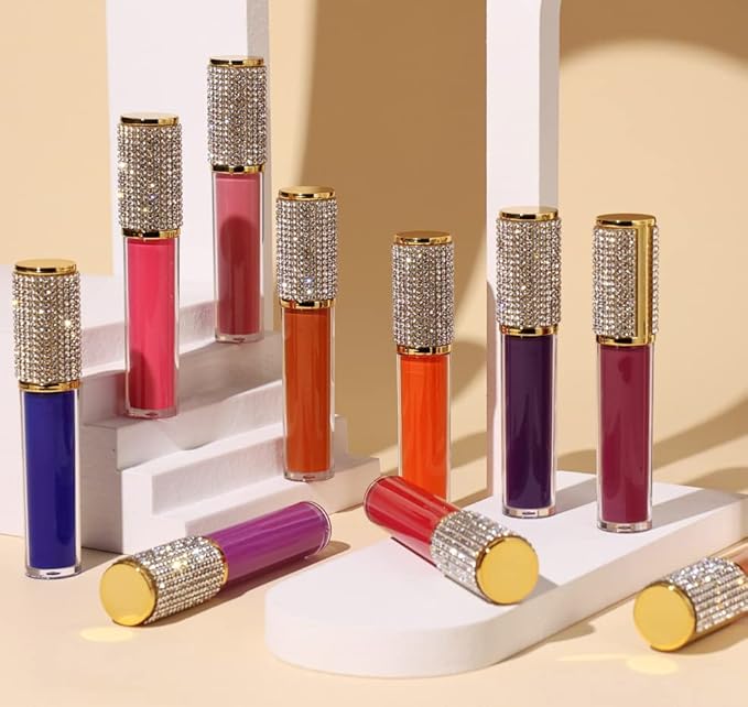 AMORIX 24 Pack Gold Crystal Lip Gloss Tubes with Wand 5ml Empty Lip Gloss Containers Lipgloss Bottles with Stoppers 2pcs Syringes + Labels for DIY Lip Gloss Balm-BrightBean Baby