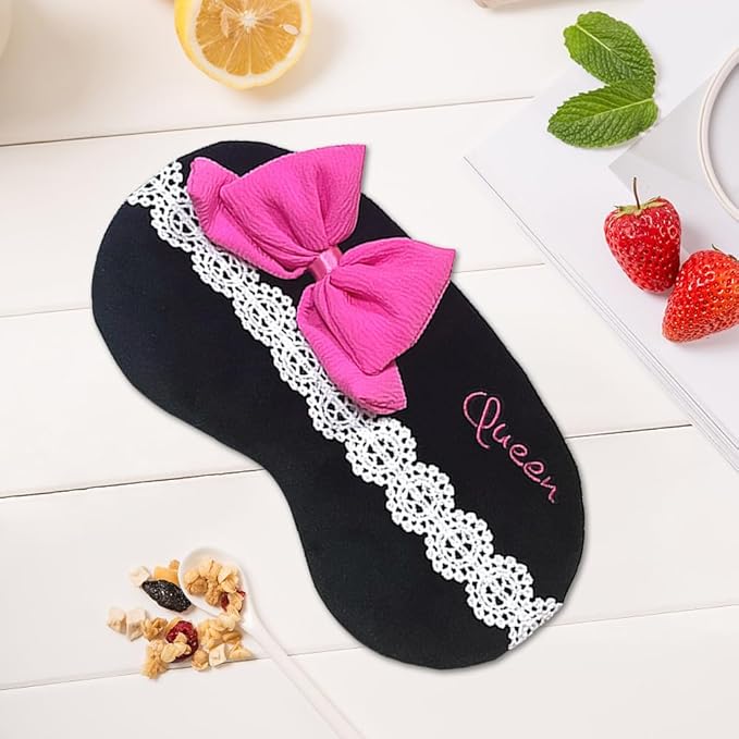 PERFECTSIGHT Bow Sleep Eye Masks, Cute Plush Sleep Eye Cover Lightweight Adjustable Eyeshade Faux Fur Mask Cover for Women Men Sleep Travel Nap-BrightBean Baby