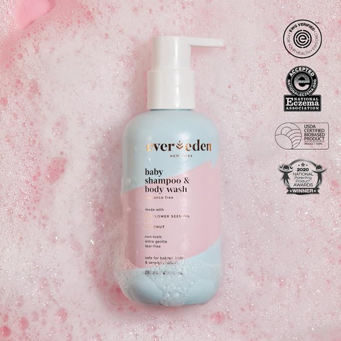 Evereden Baby Shampoo & Body Wash 2-in-1, 8.5 fl oz | Gentle, Non-Toxic, Fragrance-Free, Hydrating Formula for Sensitive Skin-BrightBean Baby