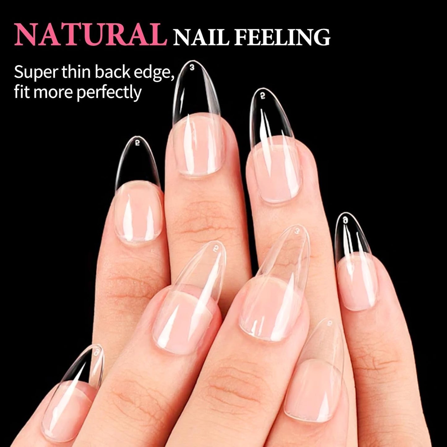 EBANKU Medium Almond Nail Tips, 550 Pcs Matte Clear Acrylic Press-on Nails, Pre-shaped Half Matte Full Cover Clear Acrylic Nails Gel Kit False Nail Tip Press on Nails for Nail Extension DIY Salon-BrightBean Baby