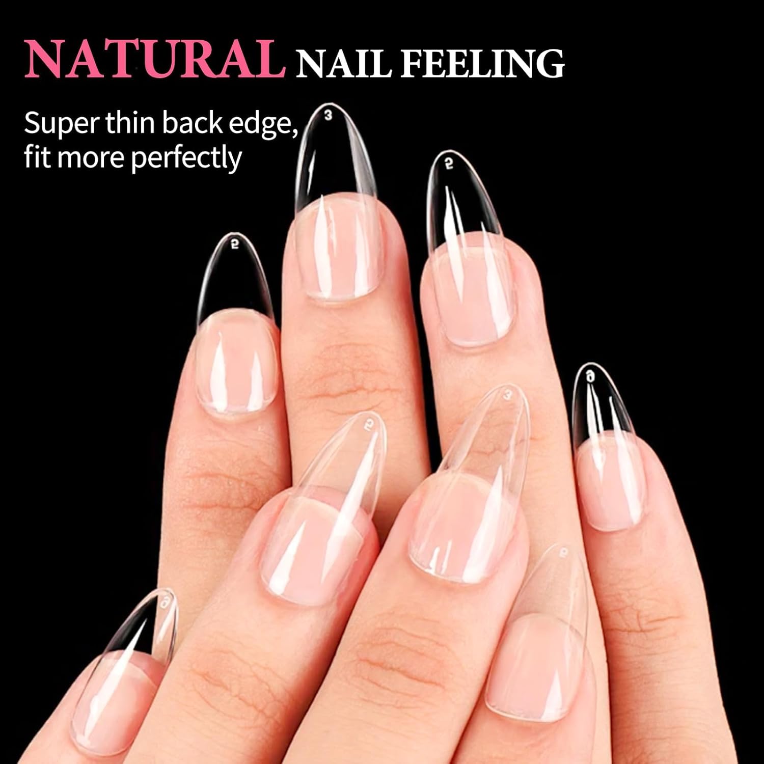 EBANKU Medium Almond Nail Tips, 550 Pcs Matte Clear Acrylic Press-on Nails, Pre-shaped Half Matte Full Cover Clear Acrylic Nails Gel Kit False Nail Tip Press on Nails for Nail Extension DIY Salon-BrightBean Baby