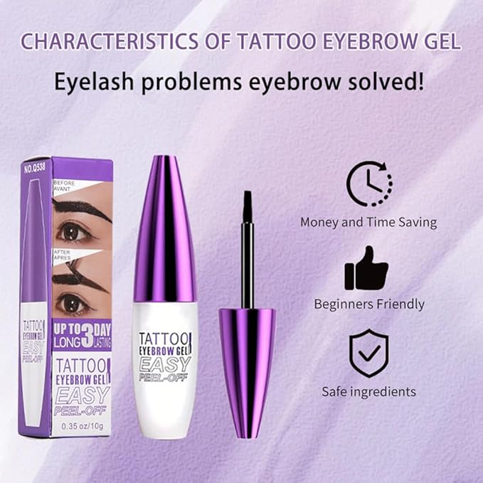 Peel Off Tattoo Brow Tint Gel - 2pcs Brown Eyebrow Kit, Waterproof, Transfer-Proof & Sweatproof, Quick Peel Formula for Natural Fuller Brows, Mother’s Day Gifts for Women All Skin Types-BrightBean Baby