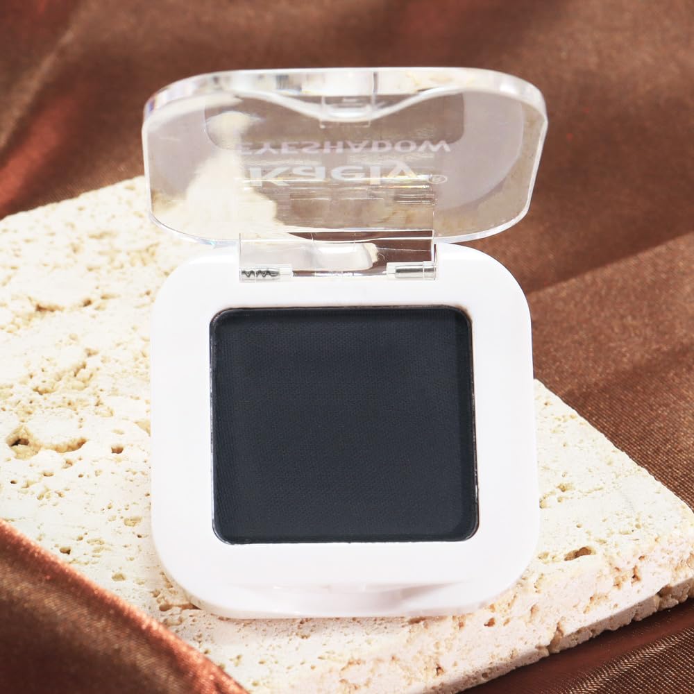 Kaely Pressed Single Eyeshadow Makeup, Black Matte Highly Pigmented Monochrome Eye Shadow Palette, Waterproof Neutral Powder Mini Eyeshadow, sombras para ojos, Lightweight Blendable, 07-BrightBean Baby