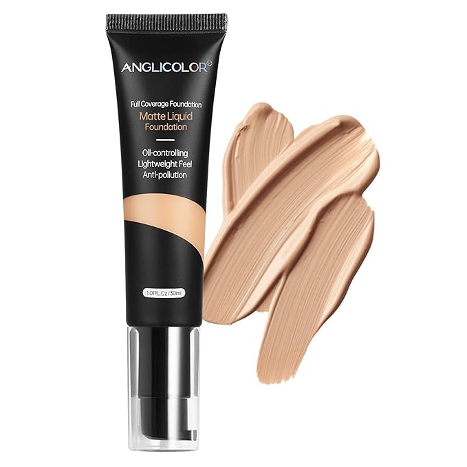 Matte Oil Control Concealer Foundation Flawless Soft Long Lasting Foundation Makeup,Waterproof Full Coverage Face Makeup Strong Concealer Foundation for Oily Acne Skin (#104 Buff Beige)-BrightBean Baby