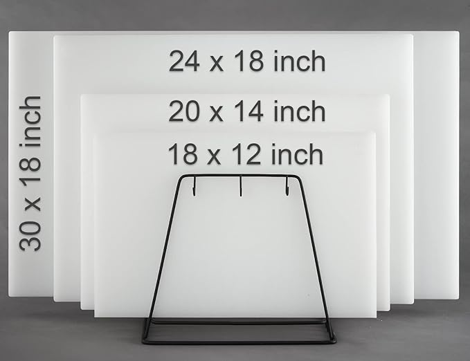 CURTA 2 Pack Cutting Boards for Kitchen, 20" x 14" x 0.5" White Coded Plastic Commercial Chopping Board with Anti Slip Surface Dishwasher Safe