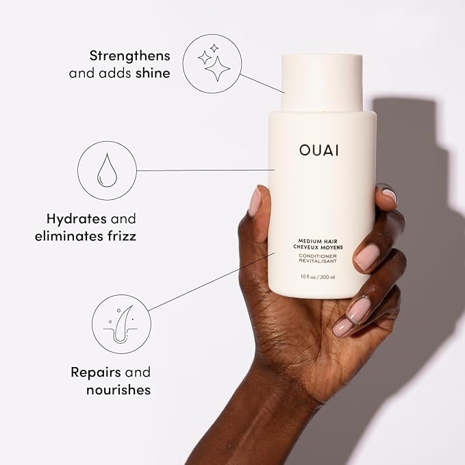 OUAI Medium Hair Shampoo & Conditioner Set, Travel Size - Hydrating Shampoo & Conditioner - With Coconut Oil, Babassu, Kumquat Extract & Keratin - Sulfate, Paraben & Phthalate Free (3 Oz)-BrightBean Baby
