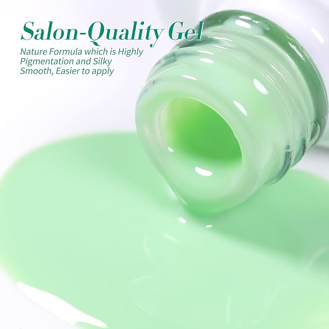 Born Pretty Gel Nail Polish Green Series,Jelly Transparent Gel Nail Polish, Cat Magnetic Eye,Shimmer Glitter Holographic Green Gel Polish Kit for Salon Manicure and Nail Art DIY at Home 6PCS 7ml-BrightBean Baby