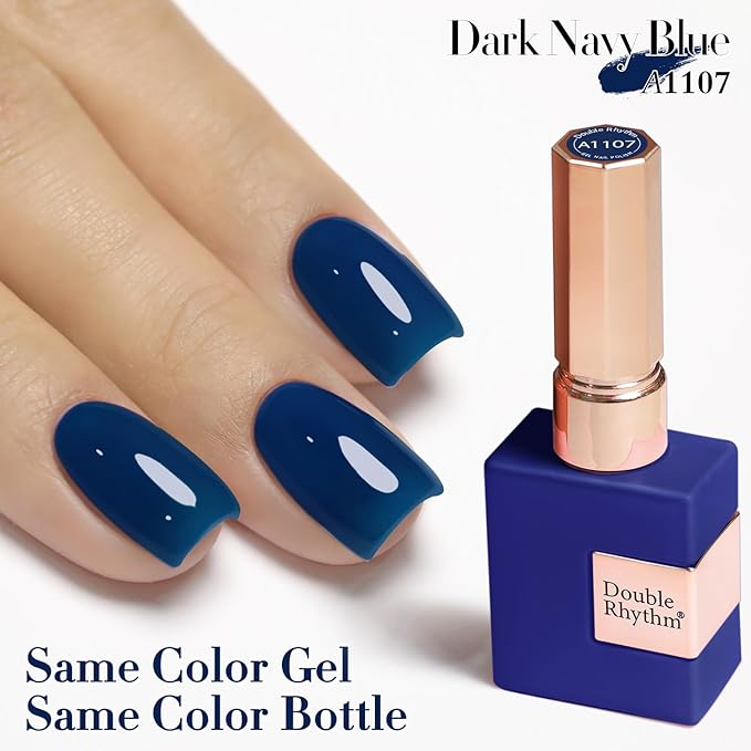 Double Rhythm 0.5Oz Navy Blue Gel Polish Sheer Neutral Natural Light Milky Same Color Same Bottle 15ML Jelly UV Nail Art DIY at Home (Navy Blue-A1107)-BrightBean Baby