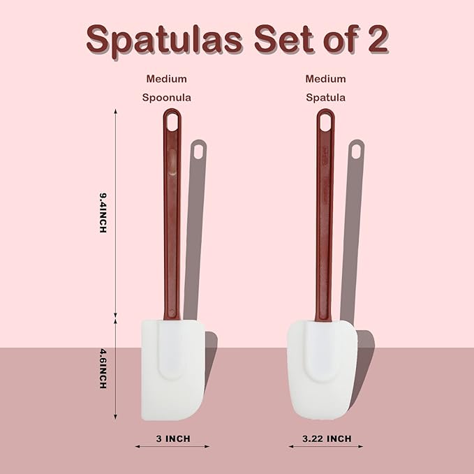 14 INCH Silicone Spatulas Heat Resistant Heavy Duty Rubber Spatulas Commercial Spatulas Set for Kitchen Use Silicone Cooking Utensils Sets of 2